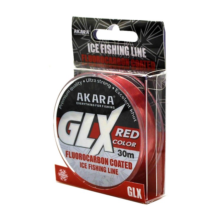 Леска Akara GLX Fluo Coated ICE Red 30м 0.12мм 2.6кг