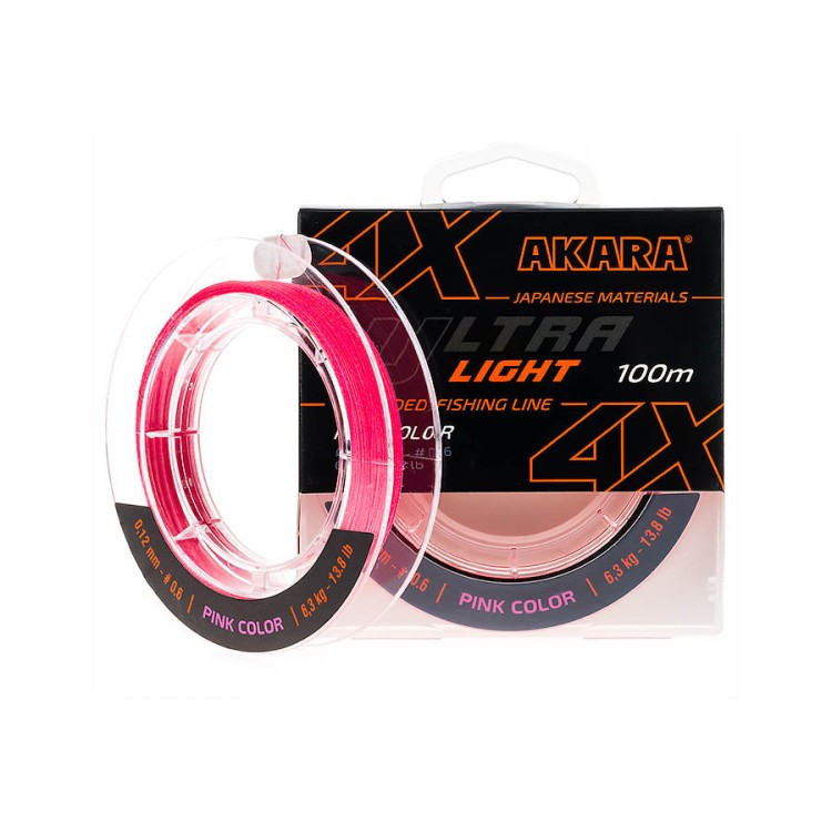 Плетёнка Akara Ultra Light x4 Pink 100м 0.08мм 4.8кг