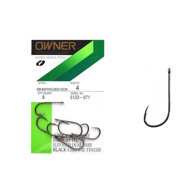 Крючки Owner 5123 EBI Baitholder Hook №4 (8шт)