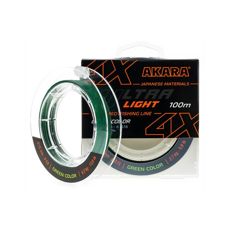 Плетёнка Akara Ultra Light x4 Green 100м 0.10мм 5.5кг