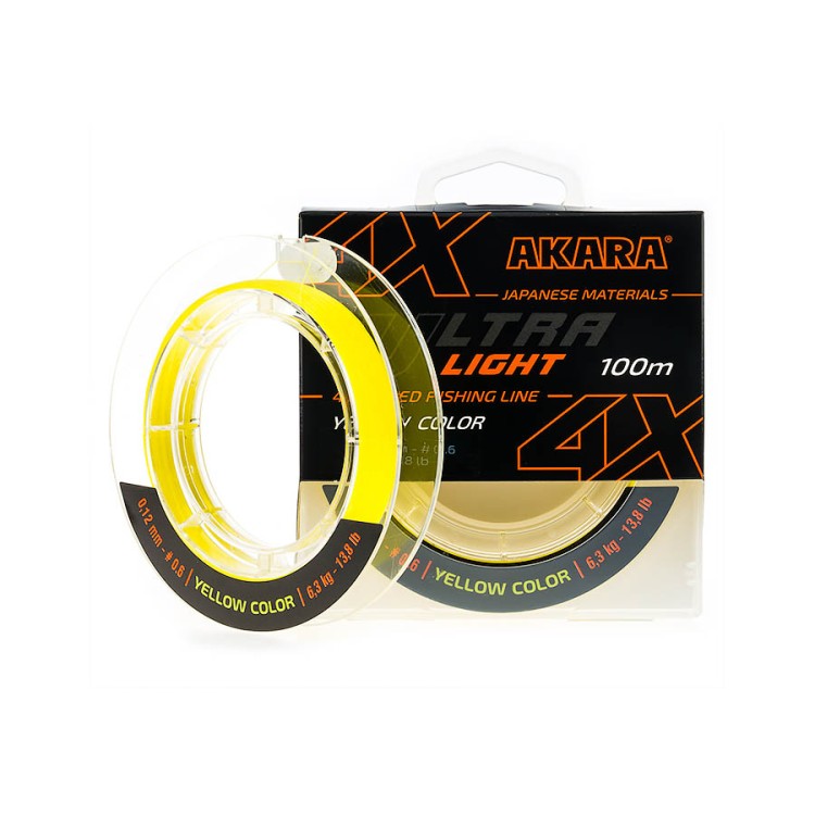 Плетёнка Akara Ultra Light x4 Yellow 100м 0.06мм 2.7кг