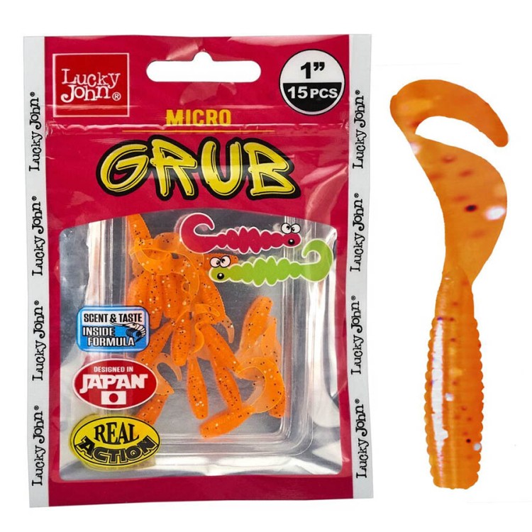 Твистер LuckyJohn Grub Micro 1" 2.5см (15шт) 036