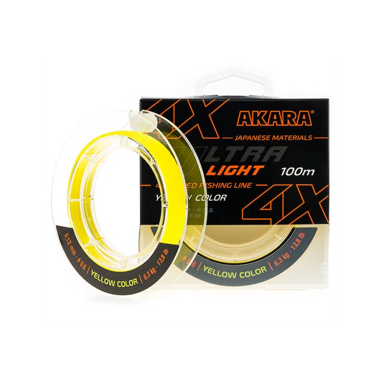 Плетёнка Akara Ultra Light x4 Yellow 100м 0.08мм 4.8кг