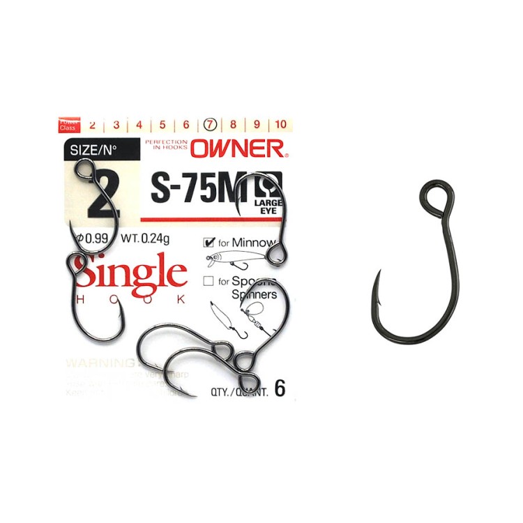 Крючки Owner 51642 Single Hook S-75M №2 (6шт)